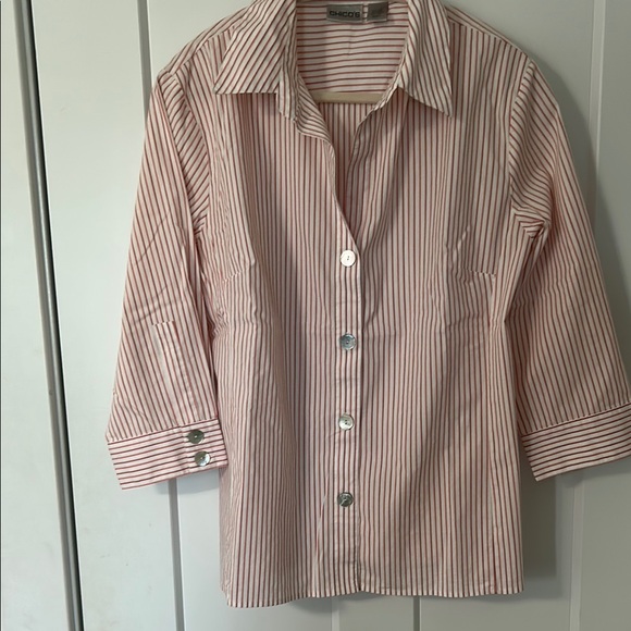 Chico's Tops - Chico's Pink Striped Blouse
